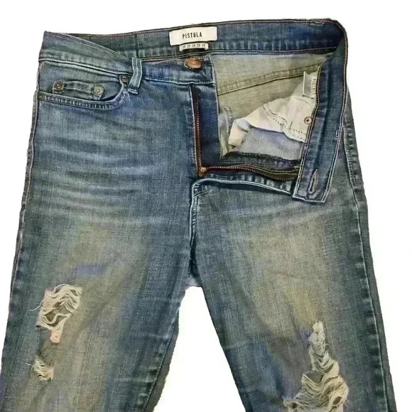 Pistola Womens Light Wash Skinny High Rise Distressed Jeans 28 - Picture 7 of 13
